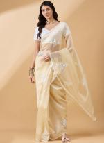 Tissue Slub Yellow Party Wear Sequence Work Saree